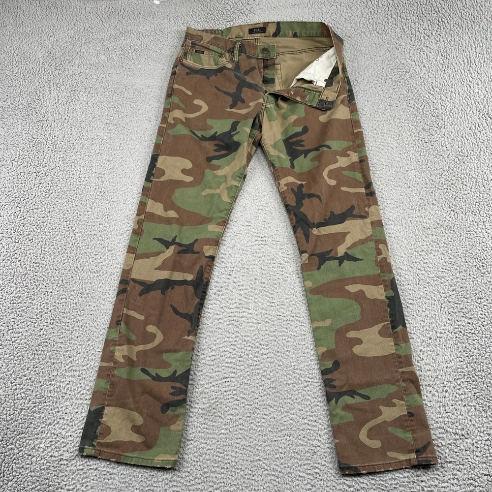 Polo Ralph Lauren Pants Mens 32x34 Green Camo Varick Slim Straight Camouflage